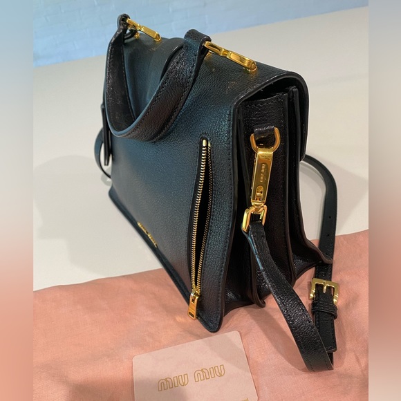 Miu Miu Black Madras Leather Handbag - Picture 8 of 10